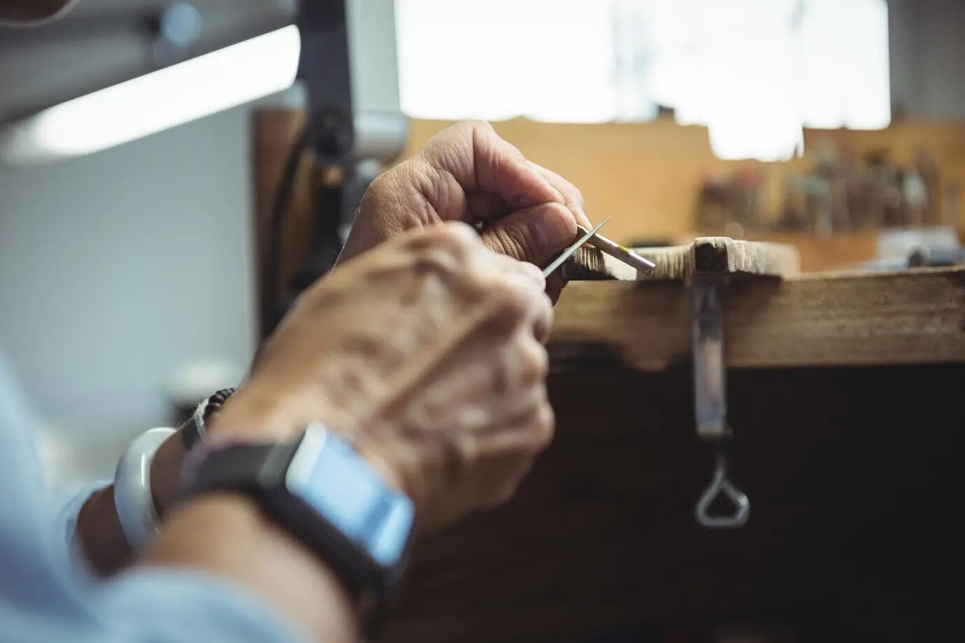 A craftswoman at work in a workshop